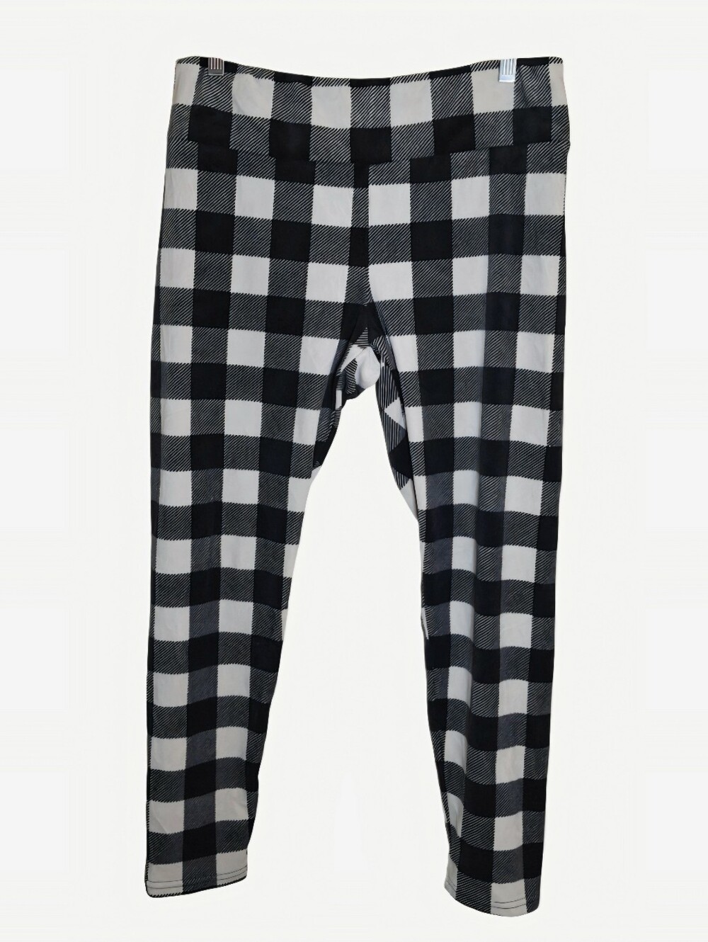 No Boundaries Velour Fleece Leggings Wmns XL Black White Buffalo Plaid Soft